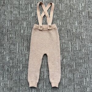 Grayson Collective tan baby boy knit overalls size 18 months